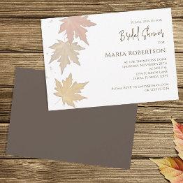 Small Bridal Shower Autumn Fall Leaves Botanical Foliage Invitation Front View