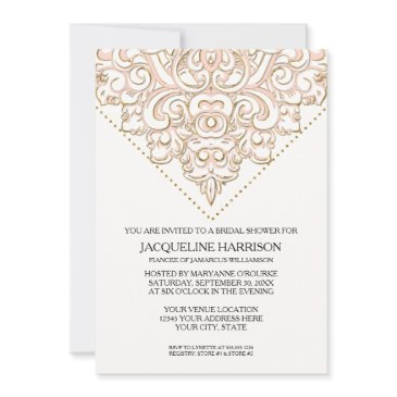 bridal shower beautiful lace look damask wedding invitation