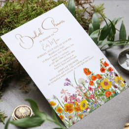 Small Bridal Shower Display Shower Boho Wildflowers Invitation Front View