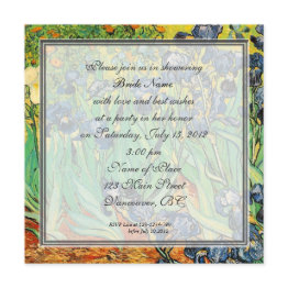 Small Bridal Shower Invitation, Vincent Van Gogh,irises Invitation Front View