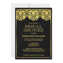 Small Bridal Shower | Ornate Gold Art Deco Damasks Invitation Front View