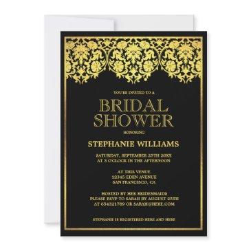 bridal shower | ornate gold art deco damasks invitation