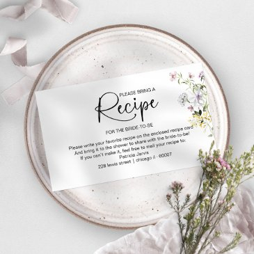 bridal shower recipe request invitations insert