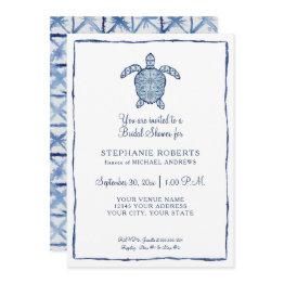 Small Bridal Shower Shibori Sea Turtle Ocean Beach Shore Invitation Front View