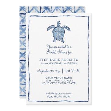 bridal shower shibori sea turtle ocean beach shore invitation