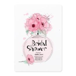 Small Bridal Showers Perfume Bottle With Flowers Invitation Front View