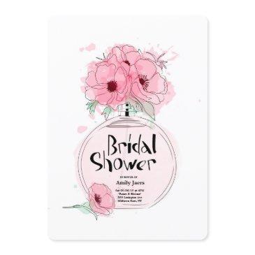 bridal showers perfume bottle with flowers invitation