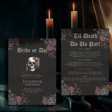bride die skull roses bachelorette party itinerary invitation