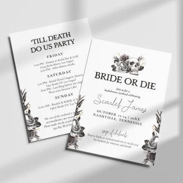 bride or die till death do us party bachelorette invitation