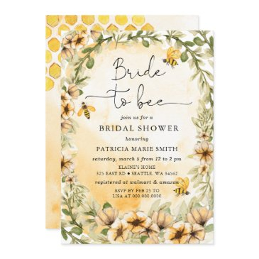 bride to bee honeybee floral bridal shower invitation
