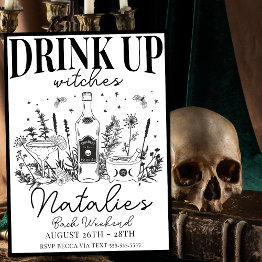Small Bride's Coven Witchy Bachelorette Party Itinerary Invitation Front View