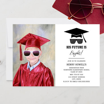bright future sunglasses boy photo graduation invitation