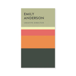 Small Bright Modern Bold Beige Orange Pink Navy Stripes Business Invitations Front View