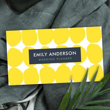 bright retro big hand drawn yellow polka dots business invitations