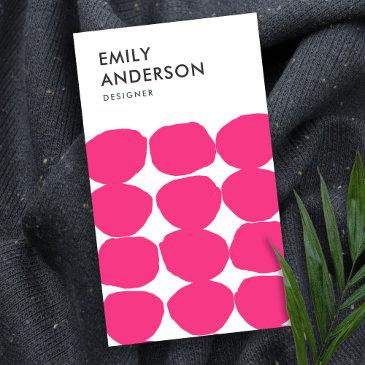 bright retro large hand drawn pink polka dots business invitations