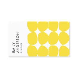 Small Bright Retro Large Hand Drawn Yellow Polka Dots Business Invitations Front View