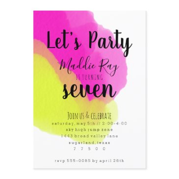 bright watercolor birthday party invitation