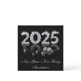 Small Brilliant Diamonds 2025 Luxury New Year Invitation Front View