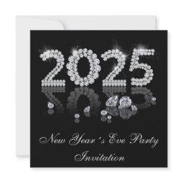 Small Brilliant Diamonds Luxury New Year 2025 Invitation Front View