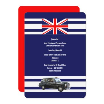 british cab union jack flag british theme party invitation