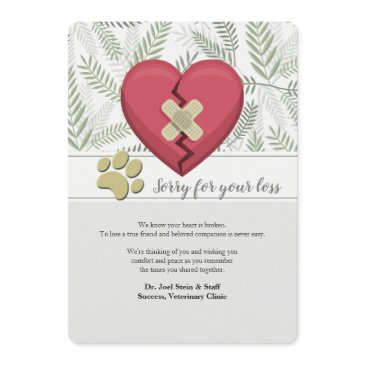 broken heart pet loss sympathy invitations