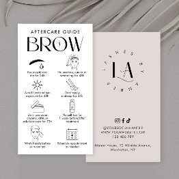 Small Brow Lamination Aftercare Modern Logo Cream Business Invitations Front View