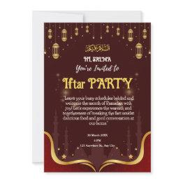 Small Brown And Yellow Islamic Iftar Party Invitation Front View