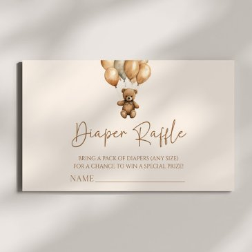 brown boho teddy bear baby shower diaper raffle enclosure invitations