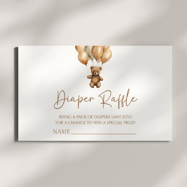 brown boho teddy bear baby shower diaper raffle enclosure invitations