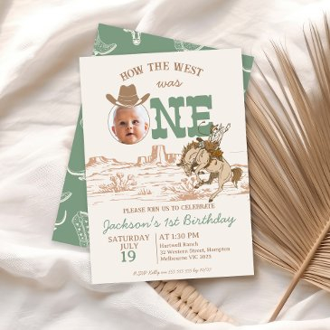 brown sage boys how the west was one 1st birthday invitation