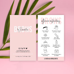 Small Brows Aftercare Instructions Feminine Pink Pmu Business Invitations Front View