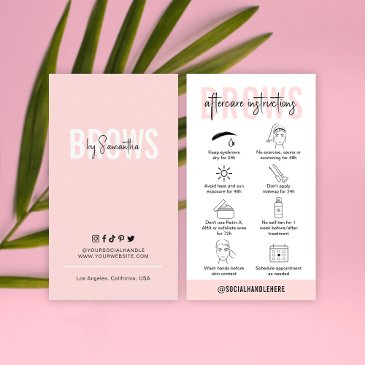 brows aftercare instructions feminine pink pmu business invitations