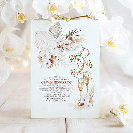 Small Brunch And Bubbly Boho Pampas Grass Bridal Shower Invitation Front View