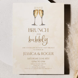 Small Brunch And Bubbly Engagement Party Brunch Invitation Front View