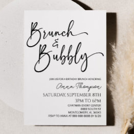 Small Brunch And Bubbly Minimal Birthday Brunch Party Invitation Front View
