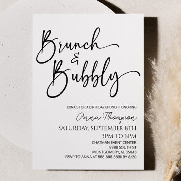 brunch and bubbly minimal birthday brunch party invitation