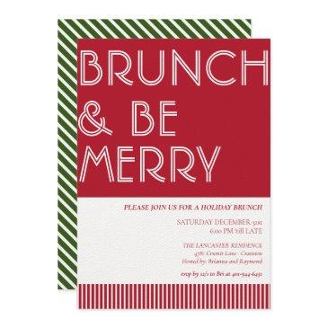 brunch & be merry green red christmas brunch invitation