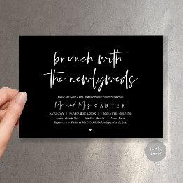 Small Brunch With The Newlyweds, Post Wedding, Black Invitation Front View