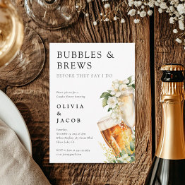 Small Bubbles And Brews Couples Shower Invitation Front View