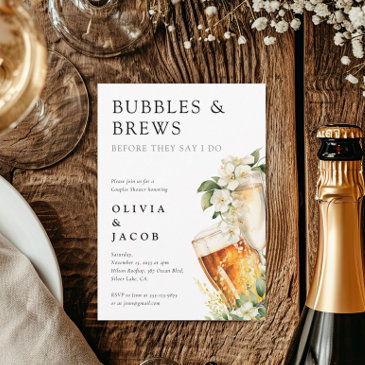 bubbles and brews couples shower invitation