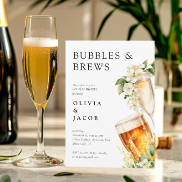bubbles and brews couples shower invitation