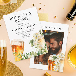 Small Bubbles And Brews Couples Shower Photo Invitation Front View