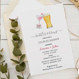 Small Bubbles & Brew Couples Shower Invitation Front View