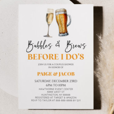 bubbles brews before i do's wedding couples shower invitation