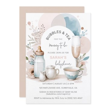 bubbles & tea baby shower invitation for mom to be