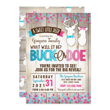 buck or doe gender reveal invitation