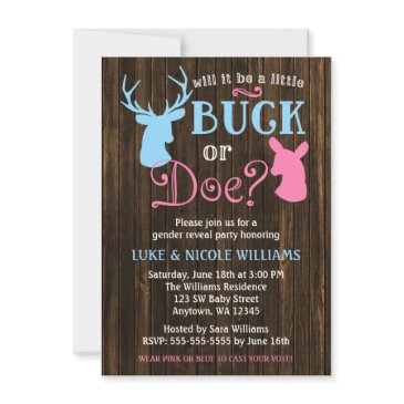 buck or doe gender reveal party baby shower invitation