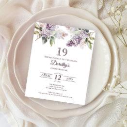 Small Budget 19th Birthday Party Purple Lilac Floral Front View