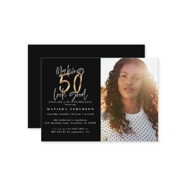 budget 50th look good photo birthday invitation