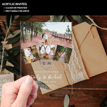 budget acrylic clear photo collage wedding modern acrylic invitations